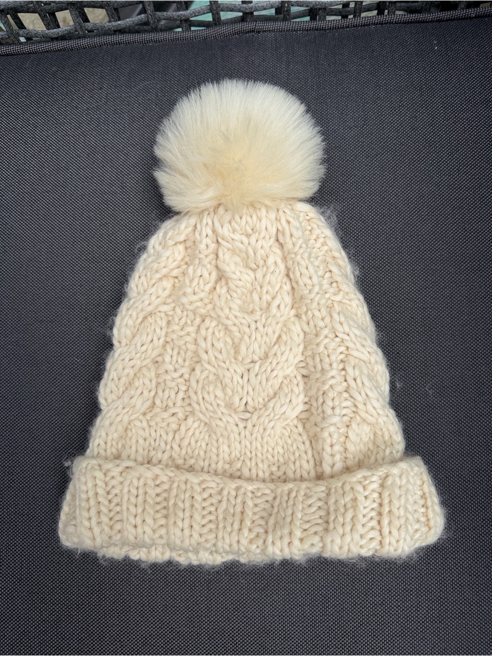 H&M Cream Cable Knit Pom Pom Beanie